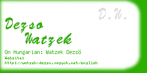 dezso watzek business card